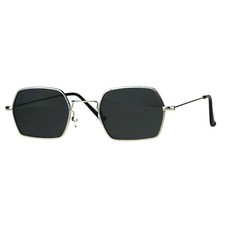 Rectangular Hexagon Shape Sunglasses Indie Style Thin Metal Frame