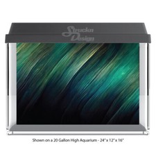 Green Teal Feather Wood Polyester Fish Tank Glass Backdrop Aquarium Background