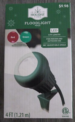 Holiday Time LED Floodlight 4' Length 3 Colors Red/Green/White Ind/Outdoor New