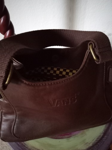 Vans Small Brown Faux leather Handbag w/ buckles on the side and checker lining - Picture 15 of 20