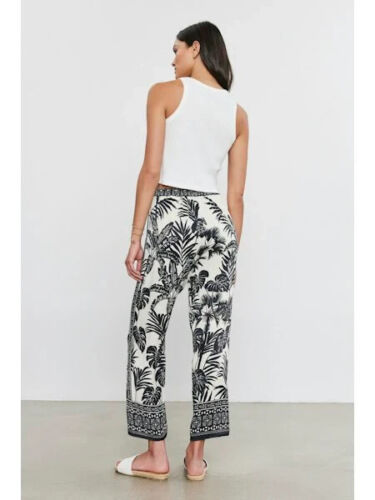 VELVET By Graham & Spencer Iris Palm Print Straight Leg Pant Black S $198 H12 - Picture 3 of 3
