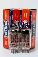 NOS CRP RAYTHEON CRP-12AU7 USA JAN MILITARY COMPONENTS MATCHED PAIR   100%/100%