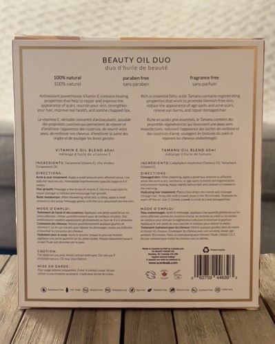 Scentuals 100% Natural BEAUTY OIL DUO Vitamin E 2oz & Tamanu 2 Oz ~ New in Box - Picture 2 of 2