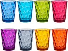 US Acrylic Optix Plastic Reusable Drinking Glasses (Set of 8) 14oz Rocks Cups in