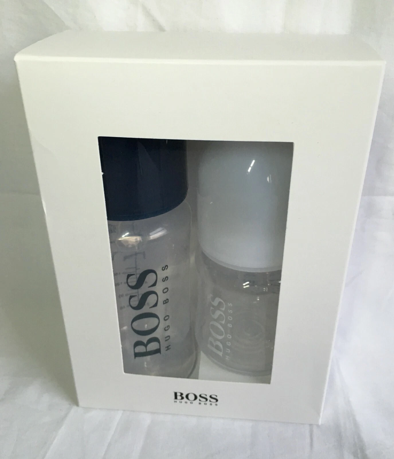 BOSS Navy Baby Bottles Two Pack - RRP - £40
Opens in a new window or tab