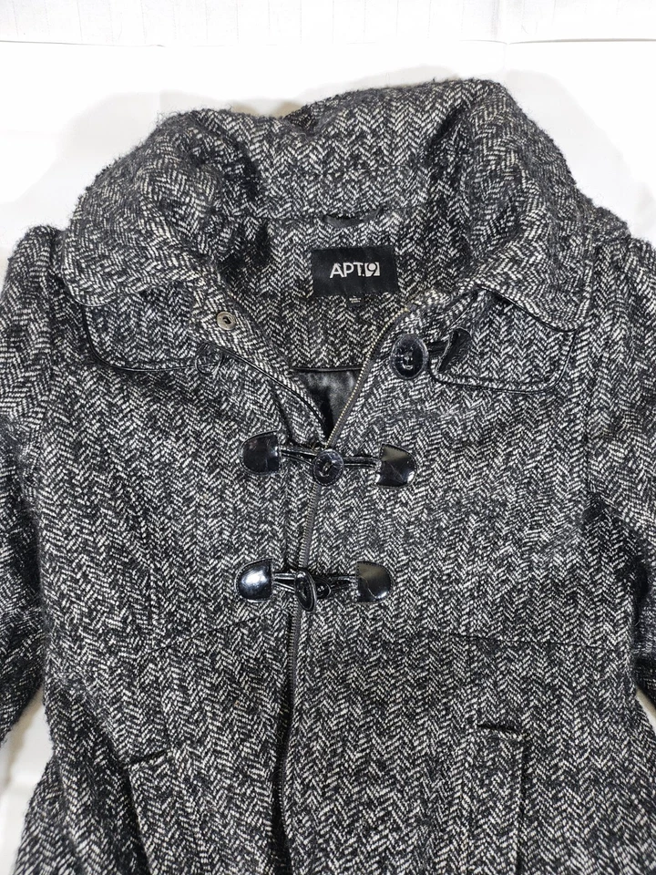 Abrigo de lana Apt 9 para mujer talla grande gris tweed botón frontal ropa exterior chaquetón 🔥 Foto 2 de 4