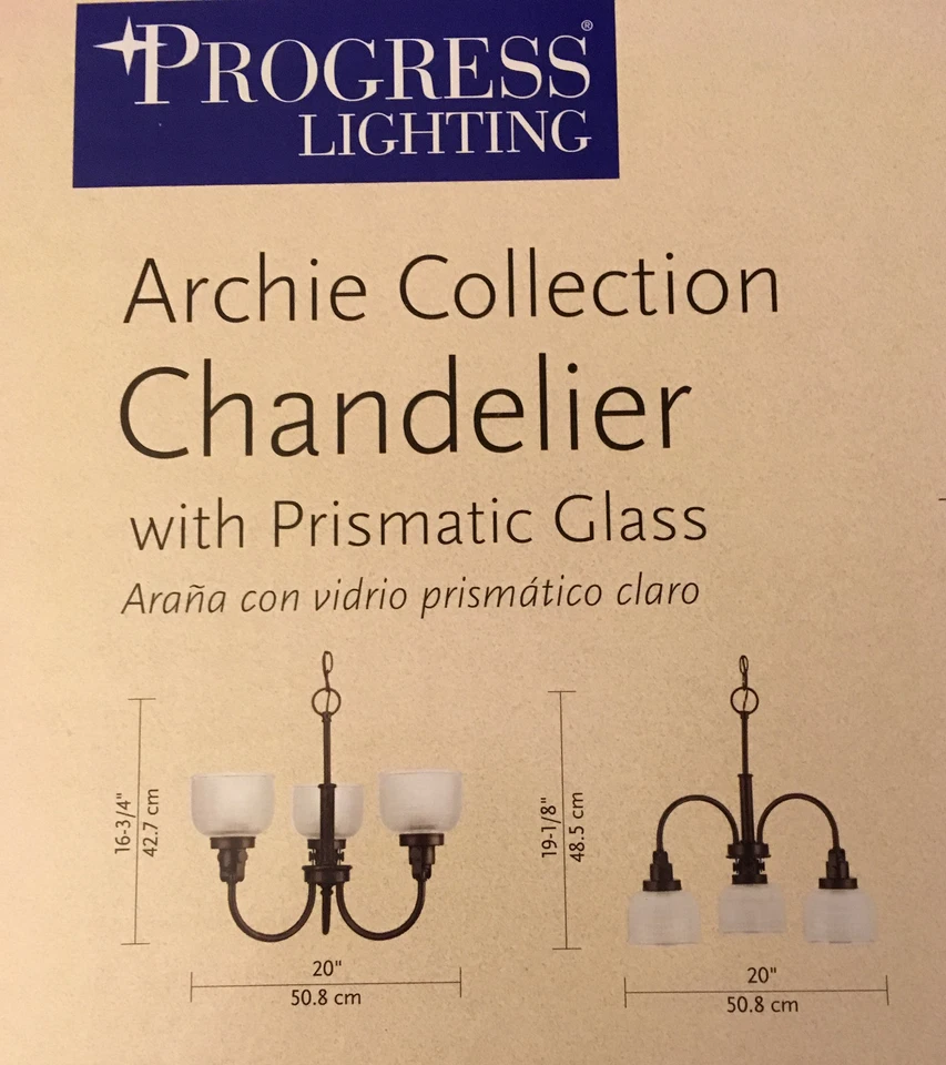 Lámpara de araña veneciana de bronce Archie invertida de 3 luces con pantallas de vidrio prismático Foto 2 de 4