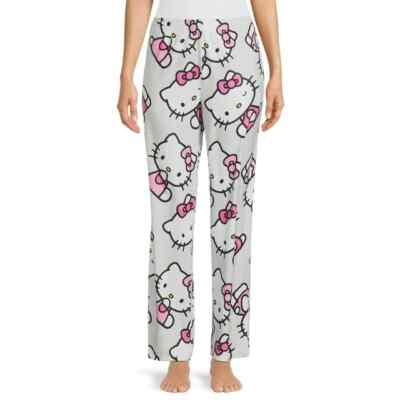 Hello Kitty Womens Lounge Sleep Pants With Pockets Gray Large