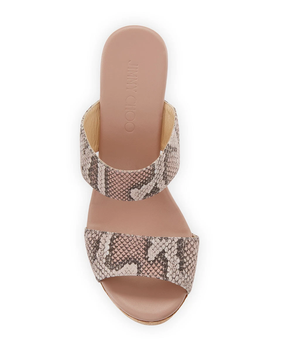 Jimmy Choo Parker Snake Print Platform Wedge Slide Sandals 450.00 Size 41