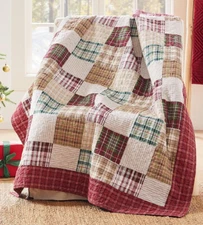 COUNTRY RED PLAID 50x60 THROW : FARMHOUSE OXFORD STRIPE GREEN MADRAS CHRISTMAS