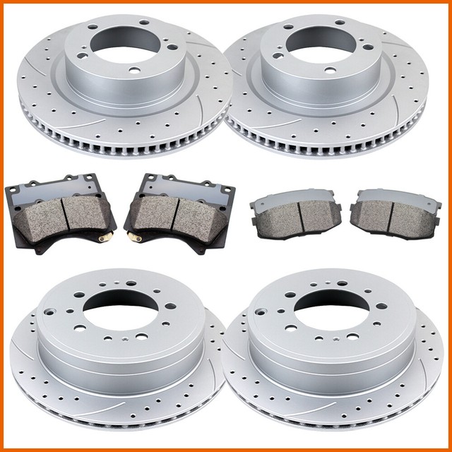 Front Rear DRILL Brake Rotor Ceramic Pad for 2008 - 2019 Toyota Tundra
