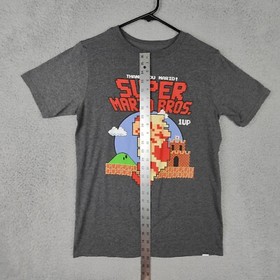 Super Mario Bros Shirt Boys XL Extra Large 18 20 Grey  Graphic Tee Nintendo NES