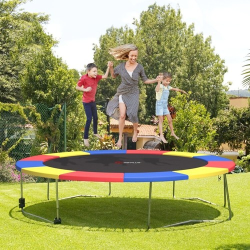 12' Foldable Lightweight Round Trampoline Safety Pad Waterproof w/Elastic Straps - Picture 2 of 10