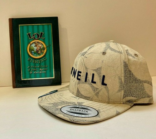 Classic O'Neill Hawaiian Floral Surf Cap Snapback Blue Fish Hook Hat Pin & Book - Picture 11 of 11