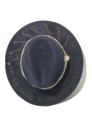 Tazzle s 1of1 Custom Wester/Fedora Hat-Blue.  Never Trade Respect For Attention 