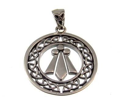 Solid 925 Sterling Silver Celtic Wreath Knot with Awen 3 Rays of Light Pendant