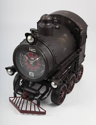 point-home Design-Wanduhr ''Zug'' aus Metall, Retro, schwarz, 47cm