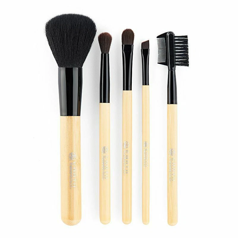 Earth Therapeutics Conjunto de 5 Pincéis Cosméticos Profissionais em Estojo com Zíper NOVO - Imagem 2 de 2