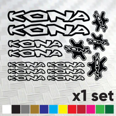 KONA Bike Stickers Vinyl Decal Frame Cycle Bicycle Set of 14 Logos  UK