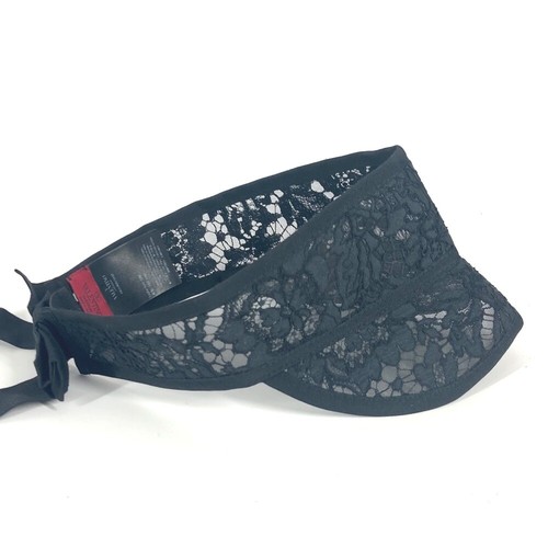 VALENTINO Ribbon Lace Visor Hat Lace Embroidery Sun visor cotton / Rayon Black - Foto 5 di 9