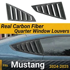 Real Carbon Fiber Side Window Quarter Scoop Louvers Cover For Ford Mustang 24-25