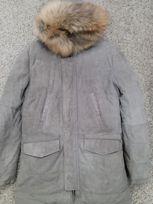 NWT Barba Napoli Mens Suede Down Parka Fur Hood Size 48