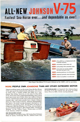 1960 Print Ad Johnson All New V-75 More People Own Johnsons than Any Other