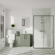 Full Bathroom Suite 600mm Green Vanity Chrome Rectangle ShowerEnclosure 1200x800