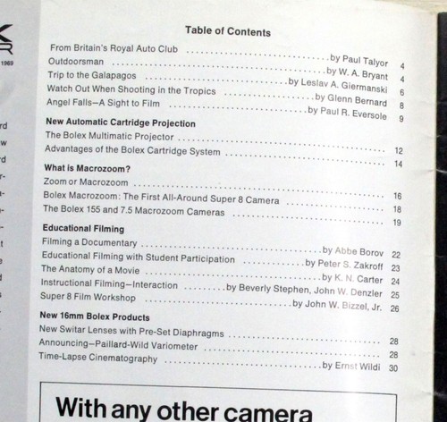 1969 Sales Brochure Magazine BOLEX REPORTER Home Movie Making Techniques - Picture 3 of 7
