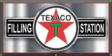 TEXACO DEALER GAS STATION VINTAGE OLD SIGN REMAKE BANNER GARAGE ART SIZE OPTIONS