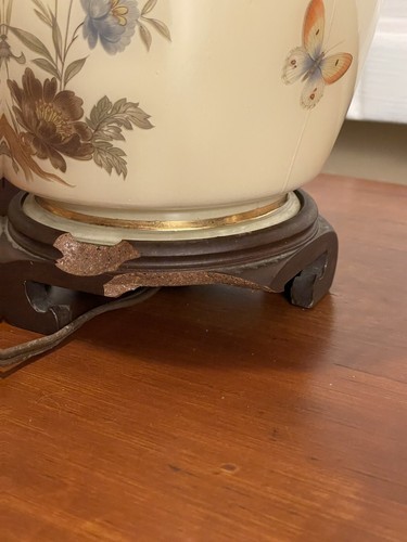 Vintage Chinese Ginger Jar Table Lamp Set Of 2 Tree Butterfly Floral Theme - Picture 11 of 21
