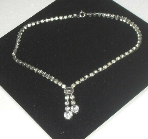 PRECIOSO COLLAR GARGANTILLA ART DECO AÑOS 40 CRISTAL TRANSPARENTE CORTE FACETA - Imagen 3 de 5