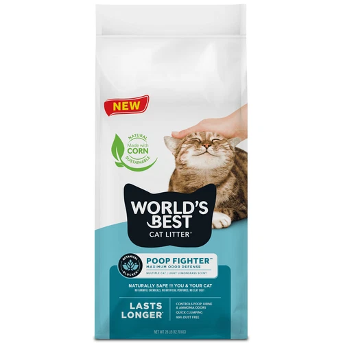 World's Best Cat Litter Poop Fighter Litter,Flushable 99% Dust Free, 28 lb bag