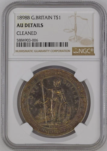 1898-B Great Britain Trade $1 NGC AU Details Cleaned