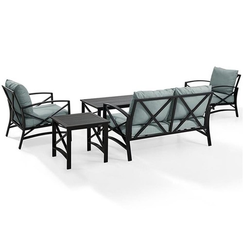 Crosley Furniture Kaplan 5Pc Fabric Sofa Set in Oil Rubbed Bronze/Mist ...