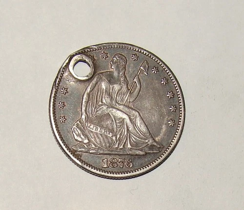 1876-CC SEATED LIBERTY HALF DOLLAR CARSON CITY *HIGH GRADE BUT HOLED*