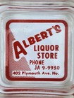 Vintage Ashtray Advertisement Albert's Liquor Store Clear Glass w/ Red Marketing — photo 3