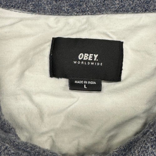 Obey Worldwide Mens Flannel Shirt Long Sleeve Button Down Casual Blue Gray L - Picture 4 of 8