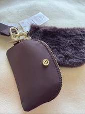 Authentic . LULULEMON Dual Pouch Wristlet plush fleece black plum / gold