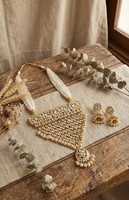 Handcrafted Kundan Choker Necklace and Earrings, Indian Bridal Jewelry