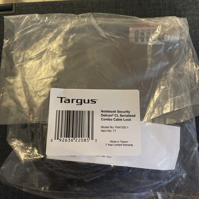 Targus PA410S-1 Defcon Notebook Security T-Lock Serialized Combo Cable Lock