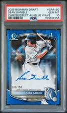 2025 BOWMAN DRAFT CHROME PROSPECT AUTOS BLUE WAVE SEAN GAMBLE 93/150 PSA 10