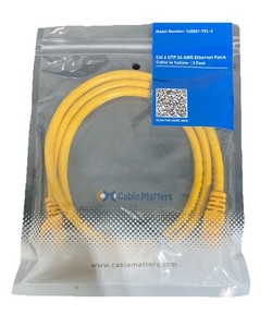 CABLE MATTERS CAT6 NETWORK CABLE YELLOW 10 FEET 160001-YEL-10 New 