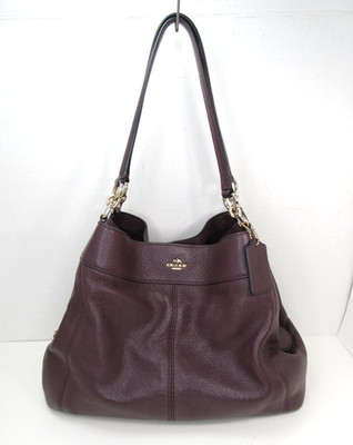 Vtg Coach Lexy Pebble Leather 3Section Shoulder Bag K1757-F57545 Chocolate Brown