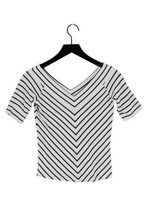 Jasper Conran Damen Top UK 10 weiß Viskose mit Polyester, Elasthan cropped