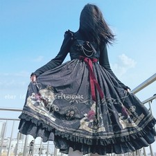 Women Gothic Lolita Dress Cosplay Costume Kawaii Ruffle Slip Retro Party Fit