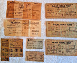 Lot WW2 Gasoline Purchase Permits +  Basic Mileage Rations Rationing Records