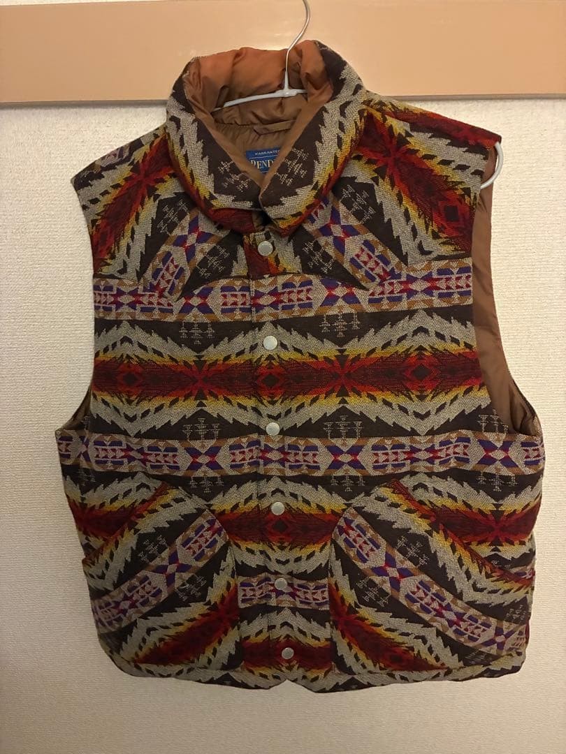 PENDLETON Down Vest Native Pattern L Warm Outerwear