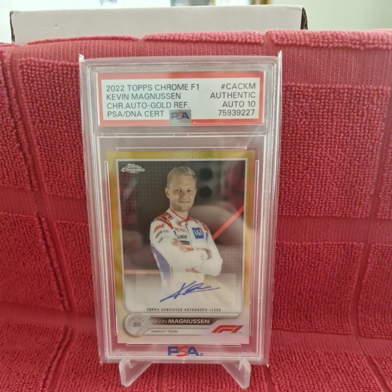 Kevin Magnussen True Gold 5/50 PSA Authentic AUTO 10-2022 Topps Chrome Formula 1