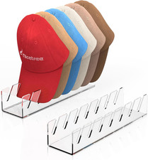 Hat Organizer for Baseball Caps, 2 Pcs No Install Acrylic Hat Racks for 14 Ba...
